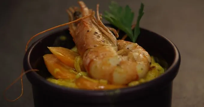 Gambas au safran et à lorange