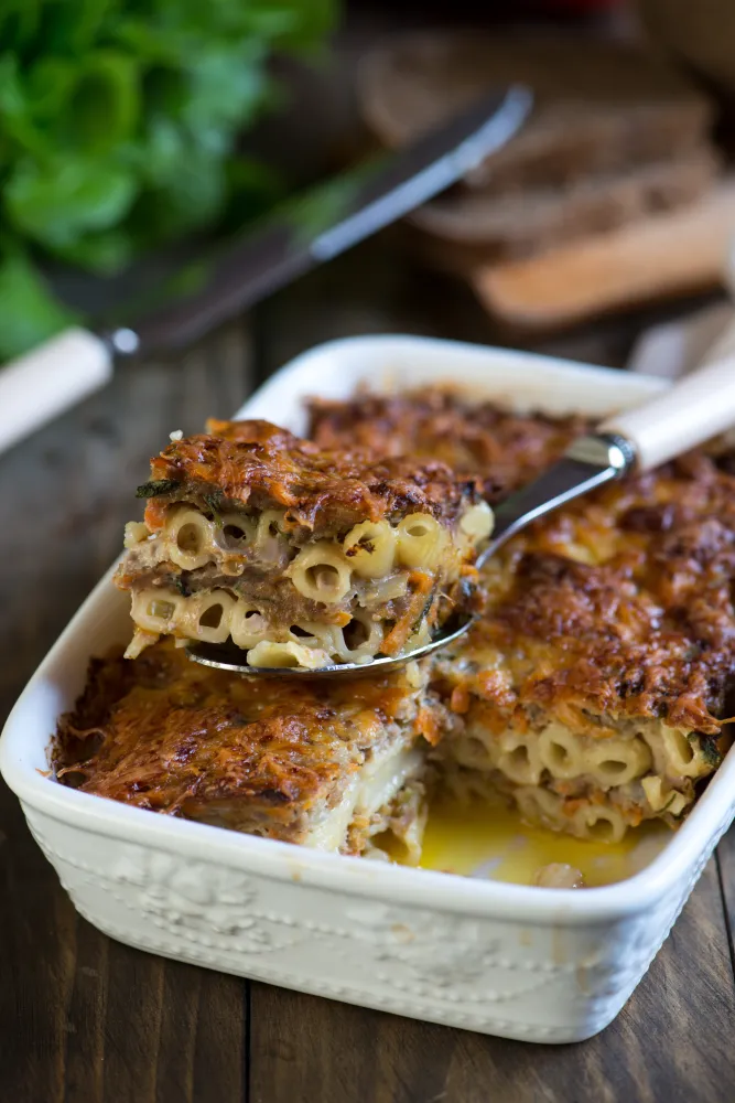 Gratin de pâtes au corned beef