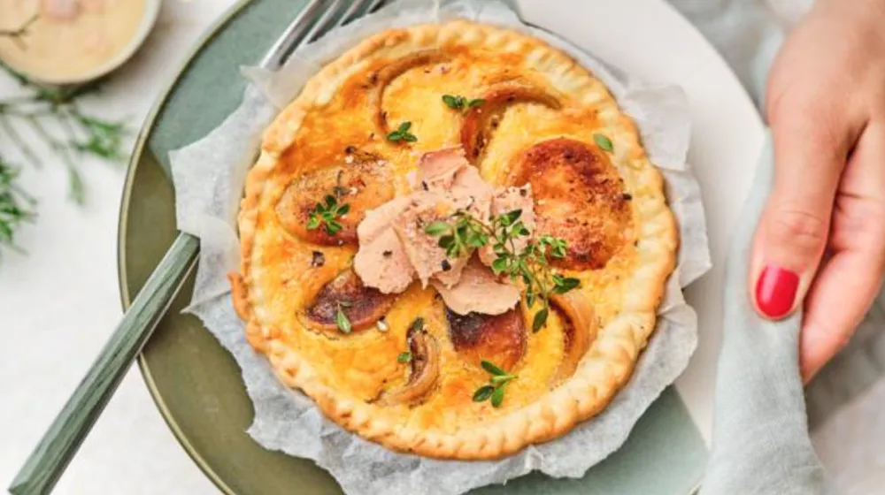 Fine quiche au boudin blanc et foie gras