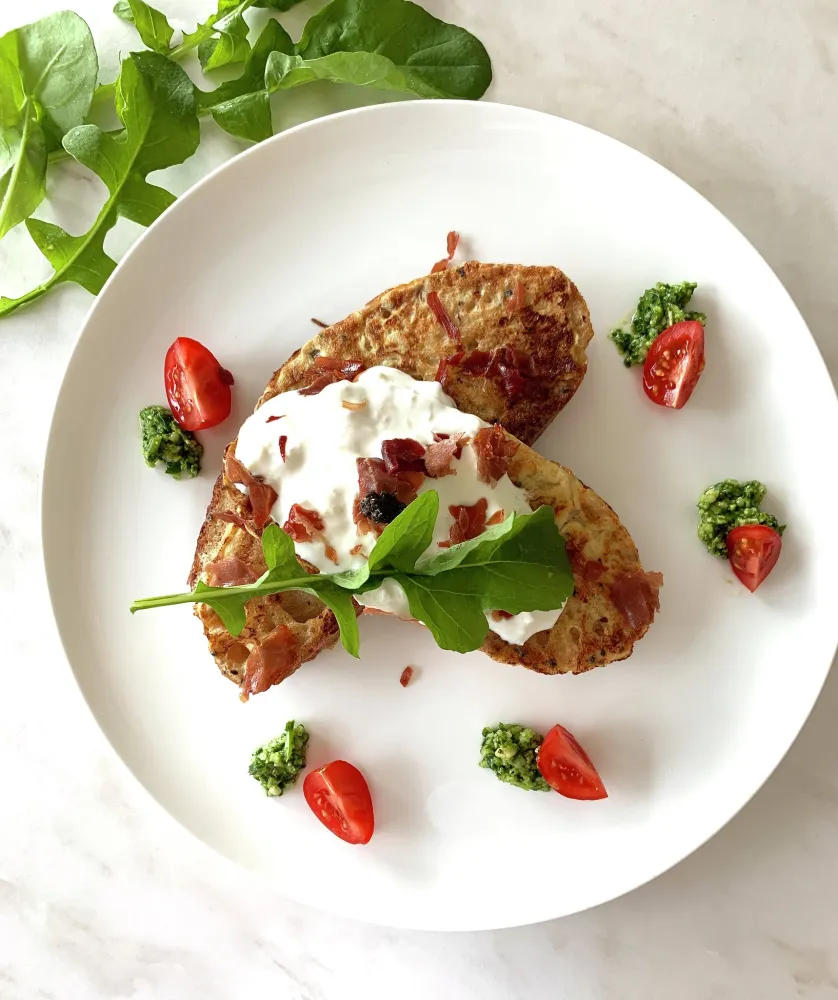 Pain perdu à la tapenade de Truffe & Chips de jambon de Parme par Leslie en Cuisine