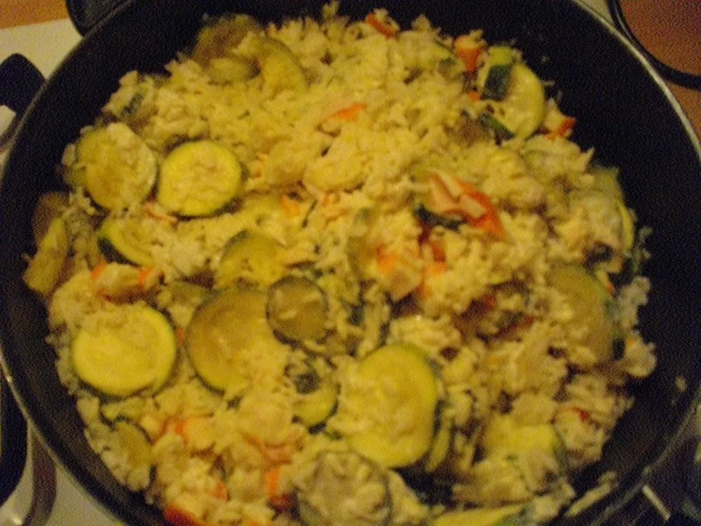 Poêlé de cougettes riz et surimi