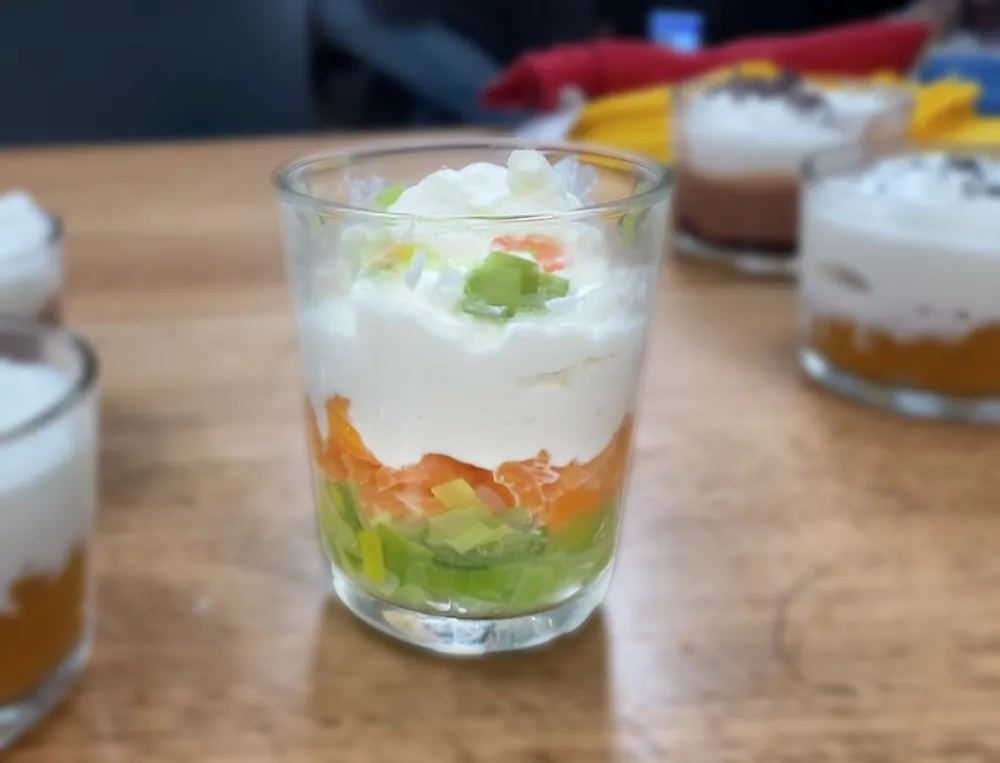 Verrine chèvre et poireaux