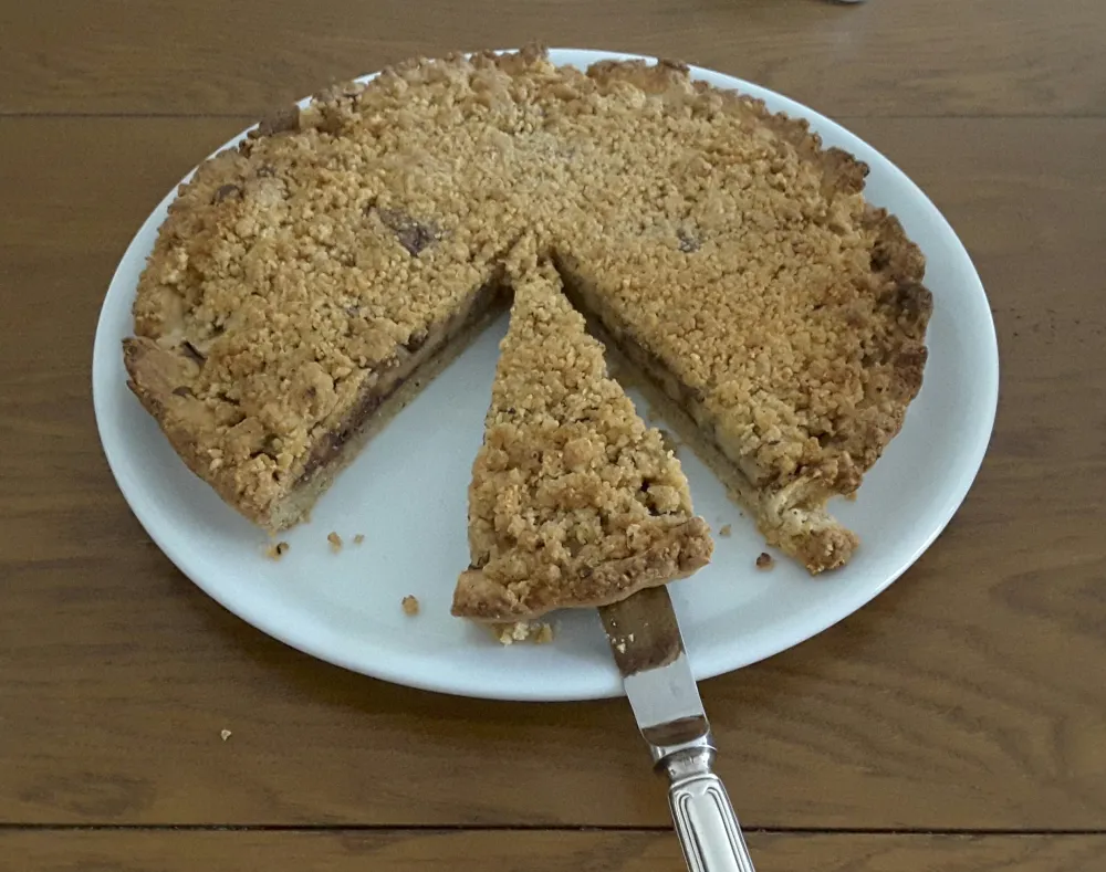 Tarte crumble Nutella banane et sa pâte sablée à la noisette