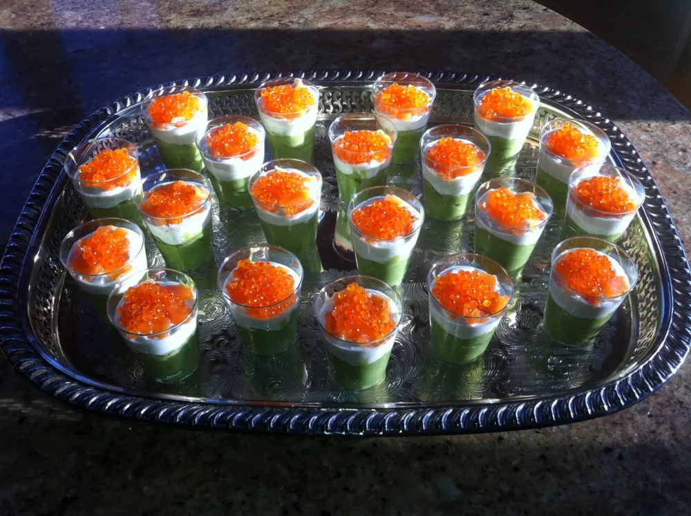 Verrine coquillettes, avocat, saumon fumé