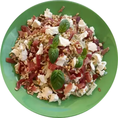 Salade de konjac au fenouil et jambon de Serrano