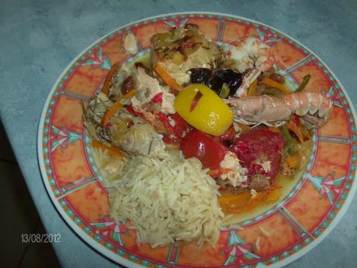 Tajine de poissons et crustacés