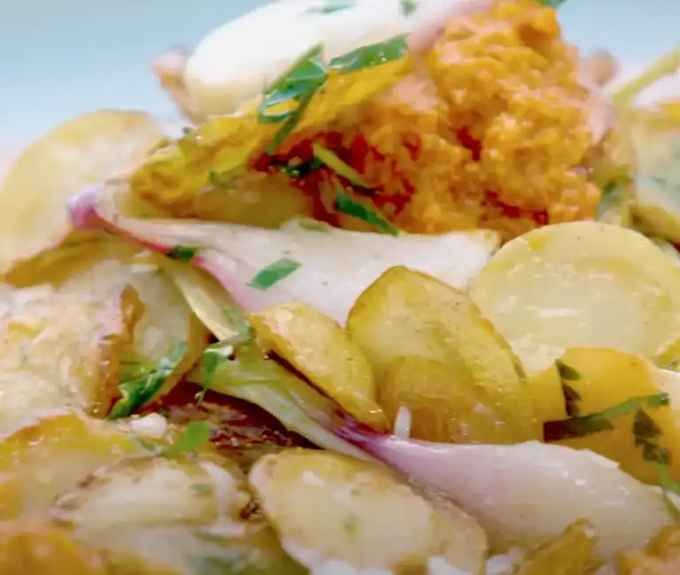 Salade pommes de terre, pesto tomates séchées par Laurent Mariotte