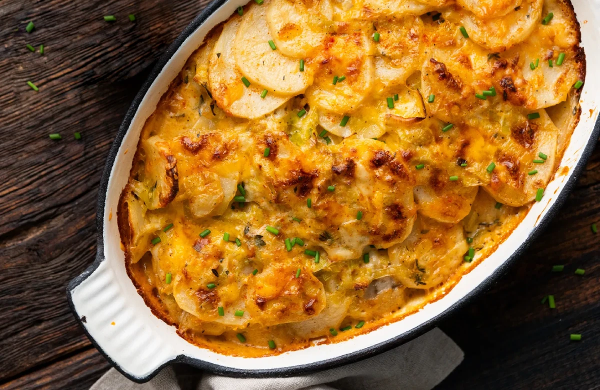 Gratin de pommes de terre aux poireaux