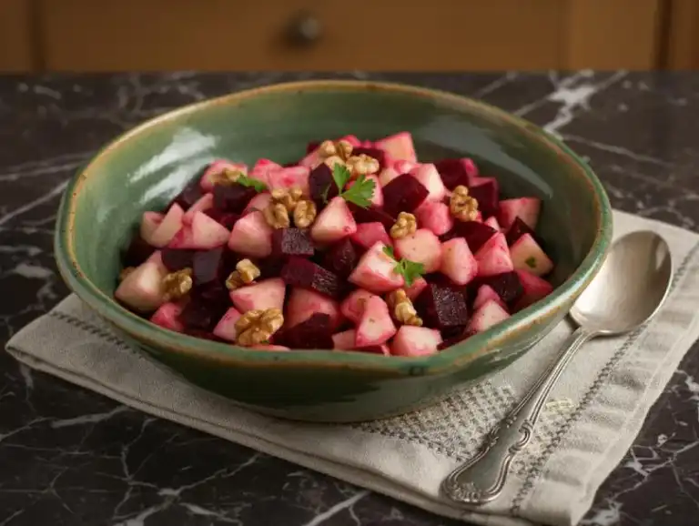 Salade de betteraves aux pommes et aux noix