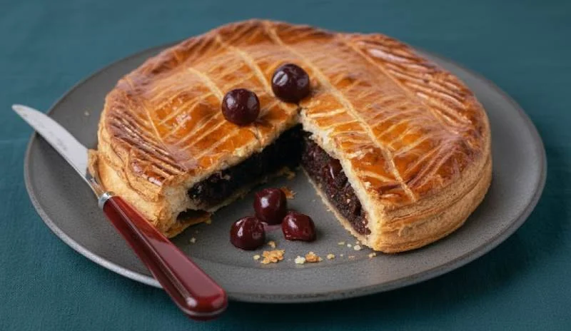 Galette des rois gourmande au chocolat et aux cerises
