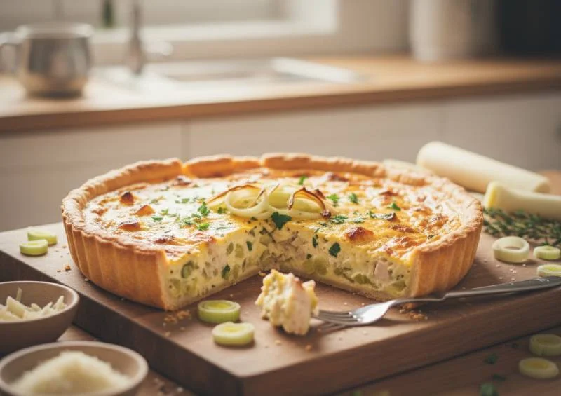 Quiche aux Poireaux et Poulet