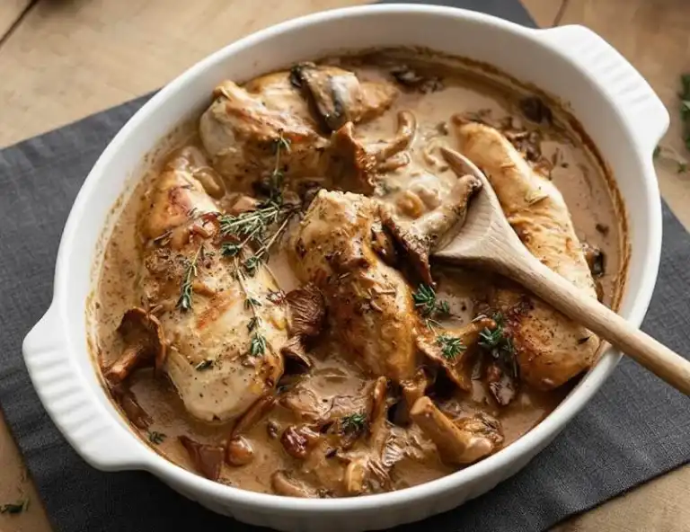 Poulet, girolles et chanterelles