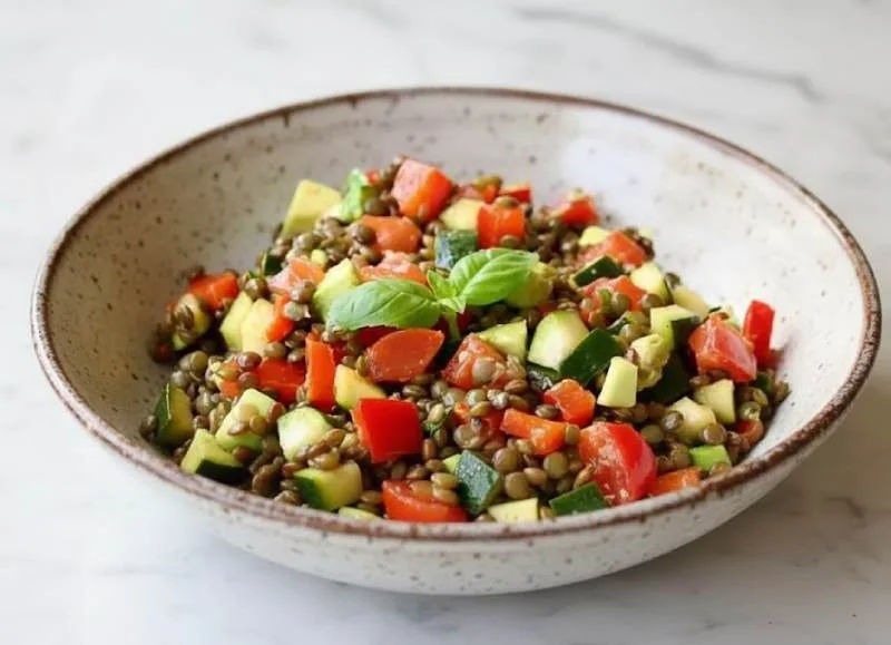 Salade de lentilles colorée aux légumes de saison