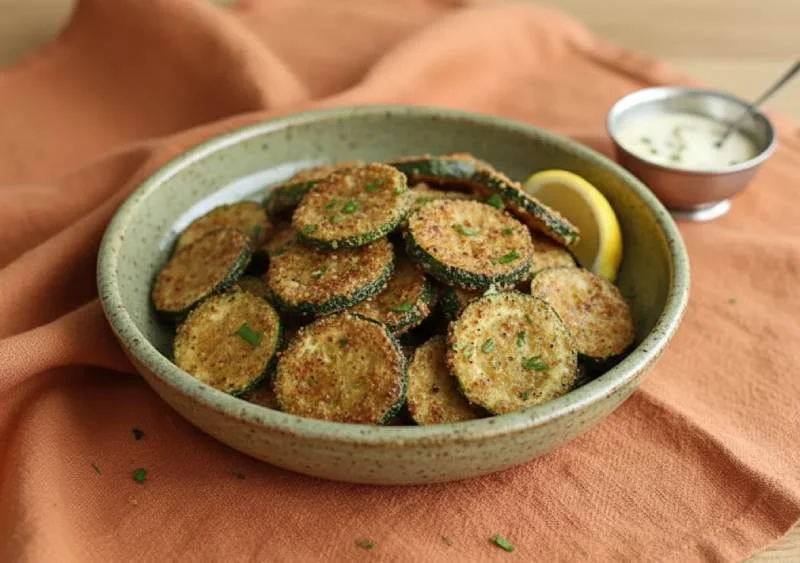 Rondelles de courgette panées et frites