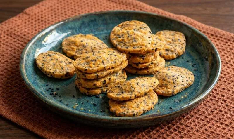 Biscuits salés au fromage et graines de sésame
