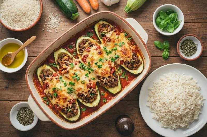 Courgettes Farcies : La Recette Complète au Bœuf et Riz Basmati pour un Repas Généreux