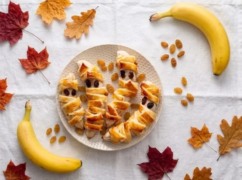 Bananes momies en pâte feuilletée pour Halloween
