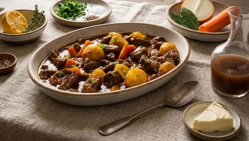 Blanquette d’agneau mijotée aux pommes de terre et carottes