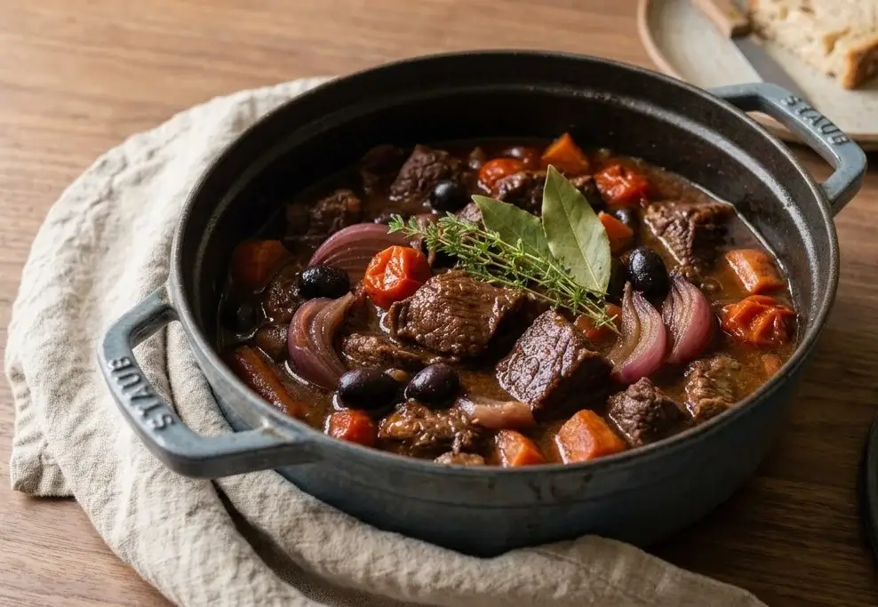 Daube de bœuf mijotée en cocotte