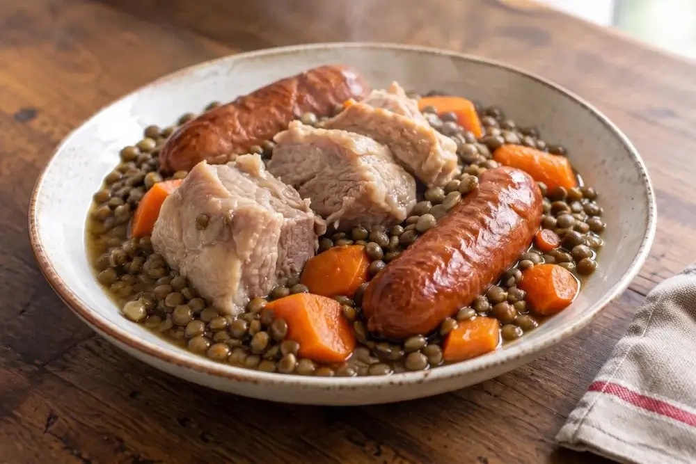 Petit Salé aux Lentilles Vertes, Saucisses de Montbéliard au Cookeo
