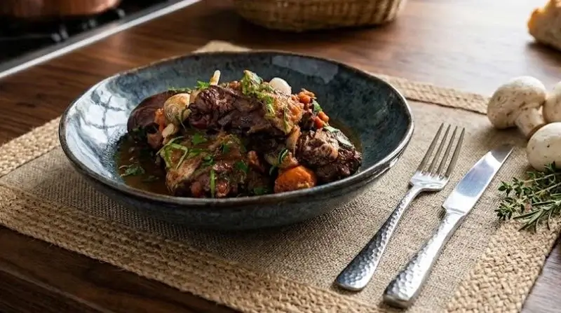 Poulet à la bourguignonne, une recette généreuse au vin rouge
