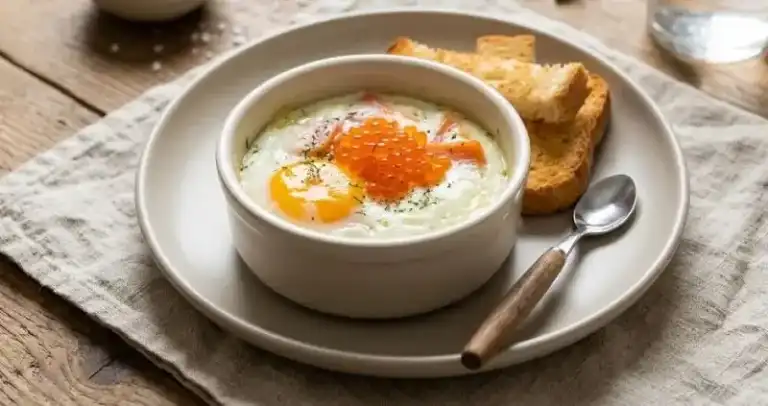 Œufs cocotte au saumon fumé et aux œufs de truite à l’Airfryer